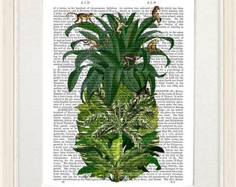 Bohemian decor - Pineapple monkeys - Boho style Boho home decor Boho chic Boho wall art decor Bohemian wall decor Tropical decor print