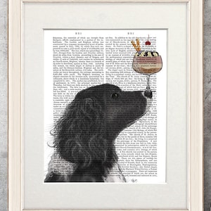 Springer print -  Springer spaniel black bebe Ice cream dog - Springer spaniel art Spaniel decor Boyfriend dog print Poster dog Dog wall art