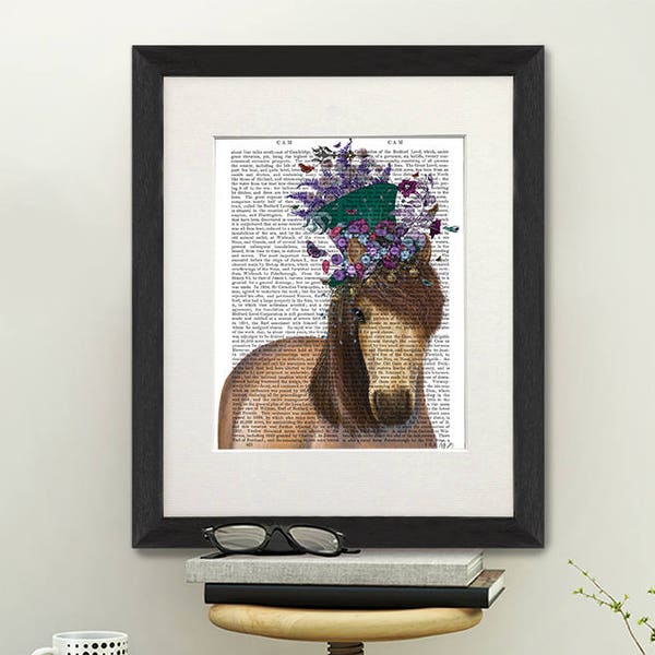 Best friend gift - Horse madhatter -  Fantasy art pictures Wedding anniversary Whimsical decor Dorm room decor Home office decor Magical