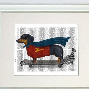 Dachshund Print - on Skateboard art - doxie print Dachshund illustration Dog painting dog wall art dog art dog painting dog wall decor