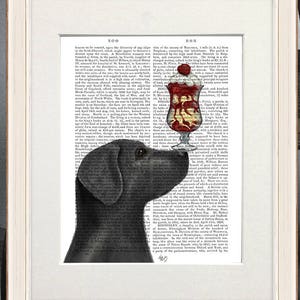 Labrador retriever decor -  Black labrador Ice cream dog - Black labrador print Black lab lover Black labrador wall art Black lab gift