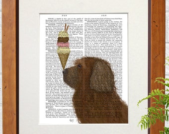 Labradoodle decor -  Labradoodle brown Ice cream dog - Labradoodle dog Labradoodle print Gift for vet Dog art prints Dog gifts for women
