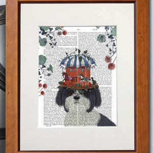 Shih Tzu Print - Milliners Dog - Shih Tzu art print Shih Tzu poster Shih Tzu gift for Shih Tzu lover owner Colorful art dog wall art