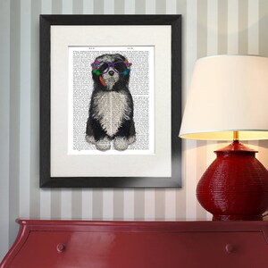 Funny wall art - Bicchieri da fiore terrier tibetani - Regalo per papà Decorazione da parete del bagno Anniversario della carta Decorazione del bagno Divertente arte del bagno