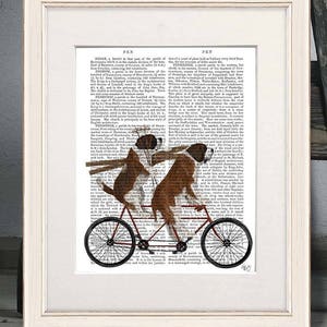 Ski decor - St bernard on tandem - Skiing decor Ski wall decor Skiing art Ski art Ski lodge decor Skiing gift Ski gift Ski poster Dog lover