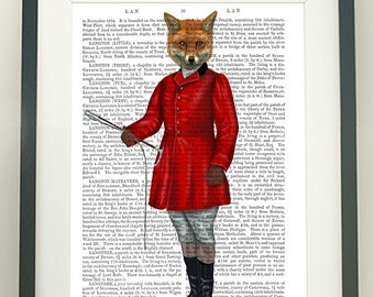 Fox Art Print - Fox Hunter 3, Full - Fox print fox décor Fox Hunting Print hunting décor fox wall art gift for hunter hunting gift red fox