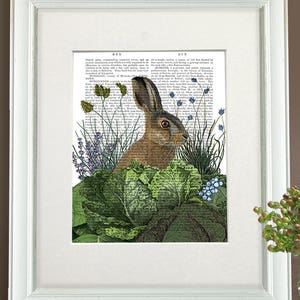 Rabbit illustration -  Cabbage patch rabbit 3 - Bunny decor Rabbit poster Rabbit art Bunny gift Woodland nursery art Bunny rabbit Bunny gift