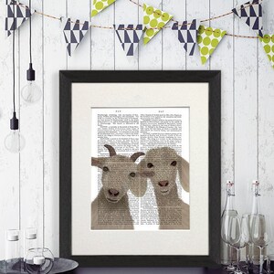 Prints of goats - Goat Duo Looking at you - Goat lover gift Goat poster Goat wall art Pair of goats Gift for friend Best friend cute gift