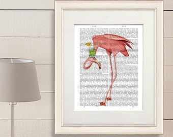 Flamingo party - Flamingo print 1 - Pink flamingo Flamingos wall art Flamingo decor Bird print Bird lover gift Bird painting Pink bird decor
