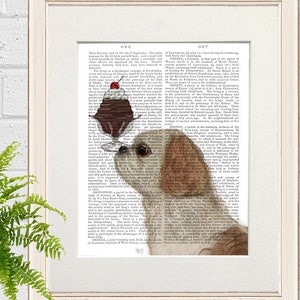 Shih tzu print -  Shih Tzu Ice cream dog - Tzus dog Shihtzu dog gift Dog Painting  Gift for dog owner Dog lover wall art Dog print poster