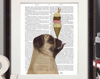 Cute pug -  Pug Fawn Ice cream dog - Pug gifts for her Pug wall art poster Funny pug print Pugs Pug print art Pug art gift Pug lover gift
