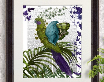 Tropical parrot art - Fantasy parrot 1 - Parrot wall art Parrot print Parrot painting Bird lover Bird art Bird decor Bird print Bird gift