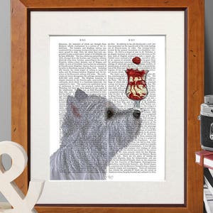 Westie dog print -  Westie Ice cream dog -  Westie dog decor West highland terrier print Cafe wall art print Restaurant wall art Cute decor