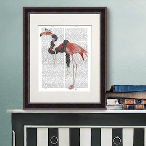 Flamingo birthday - Flamingo and pearls full - Flamingo wall print Flamingo home decor Flamingo artwork Flamingo art Pink flamingo party