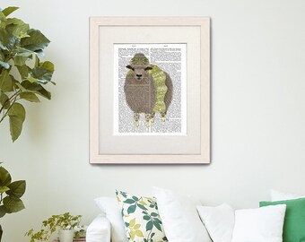 Sheep painting - Ballet Sheep 2 - Sheep art prints Sheep poster Lamb painting Cute lamb art Yellow room decor Yellow canvas art Farm stuff