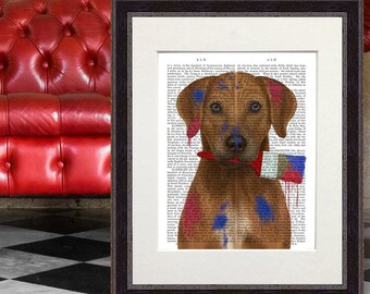 Rhodesian Ridgeback art - Rhodesian ridgeback painter - African lion dog Rhodesian dog print Brown dog art print Dog painting Dog artwork