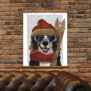 Bernese Mountain Dog Ski Print – Vintage Ski Lodge Wall Art