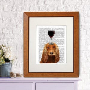 Cocker Spaniel Gift - Cocker Spaniel Dog Au Vin Cocker Spaniel Print Lindo Regalo Decoración de Perro Cocker Spaniel Vino Perro Arte Perro Amante del Perro Arte de la Pared