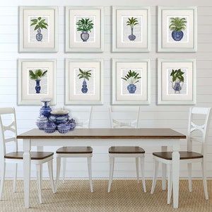 Full collection of 8 prints - Chinoiserie Vase All - Set of prints Ginger jar collection Oriental room decor Botanical set of art Home decor