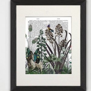 Horse picture Horse art print Horse painting Wild horse artwork Country style Floral art Botanical decor Book page - Wildflower bloom horse