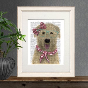 Wheaten lover gift - Wheaten terrier with glasses and scarf - Wheaten dog print Terrier poster Dog gift for her Dog mom Painting of dog