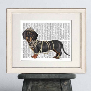 Dachshund with Pearls Art Print – Doxie Lover Gift