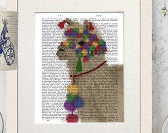 Wall art Llama - Llama Traditional 2 Portrait - Llama gift Llama lover  Farm animal art Funny animal print Animal lover gift Big canvas art