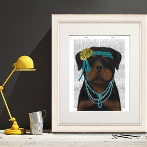Rottweiler Kunst - Rottweiler Flapper Hund - Rottweiler Dekor Rottweiler Geschenk Rottie Hund Kunst Hund Geschenk für Frau Freundin Hund Geschenk Hund Mama Kunst
