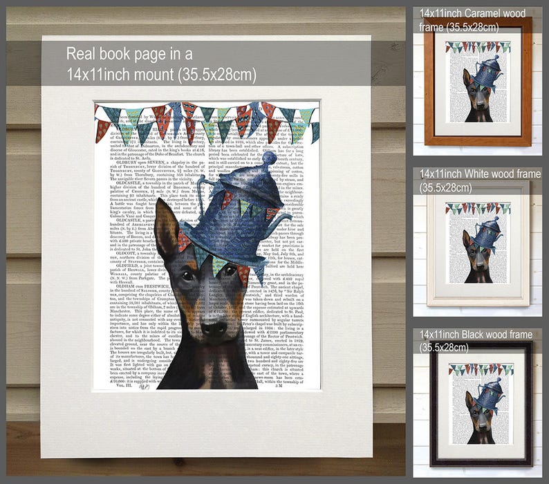 Doberman Art Print – Milliner Dog with Hat, Whimsical Decor image 2