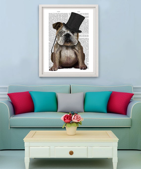 English Bulldog Print - Formal Hat Groomsman gift dorm decor home office décor gifts for men gifts for boyfriend gift for husband classy dog