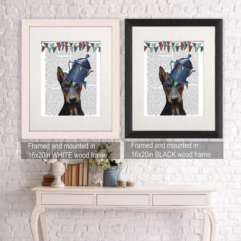 Doberman Art Print – Milliner Dog with Hat, Whimsical Decor image 3