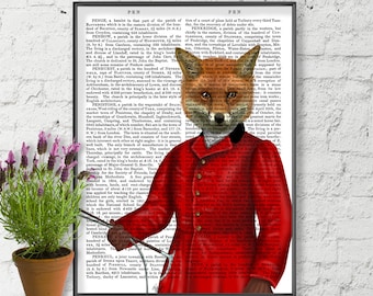 Fox Portrait 3 - Fox Hunter wall art fox hunting art print fox print fox illustration woodland critter fox decor woodland fox