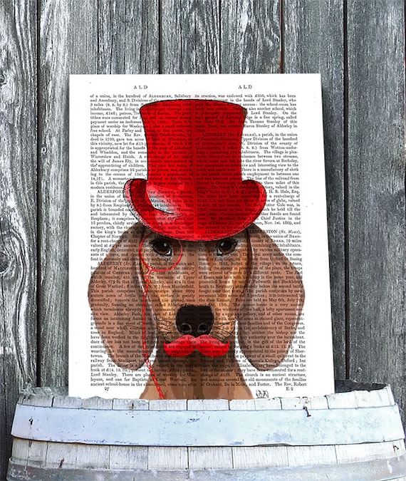 Red Dachshund Art Print Red Top Hat - Wiener Dog Print Cute  display picture 3