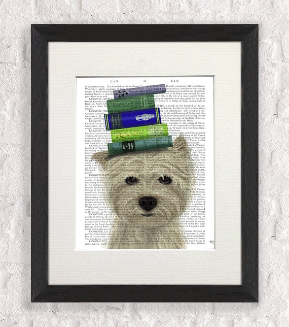 Gift For Mom Westie With Books Book Nerd Geek Room Decor Etsy
