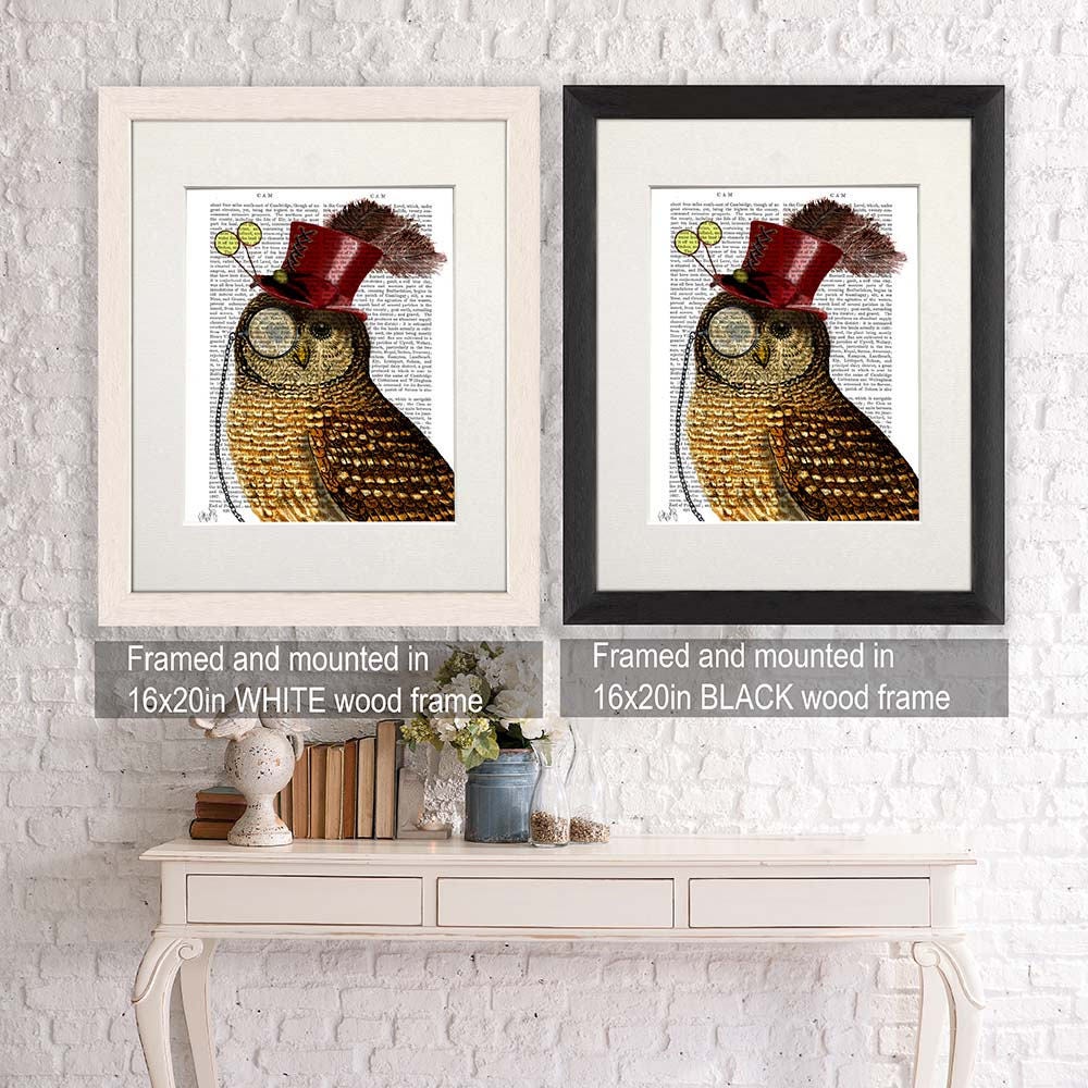 Owl With Top Hat Wall Art Art Print Giclee Print Acrylic Etsy