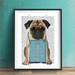 Pug Print - Hug a Pug - pug gift pug picture pug art pug poster Art Print Animal Painting pug illustration gift for pug lover pug owner dog 