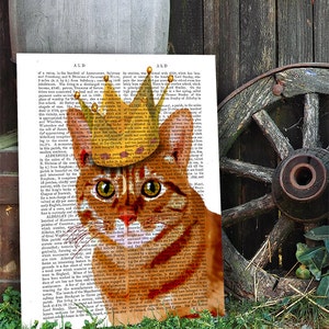 King of cats: ginger cat print cat poster, cat decor, cat illustration, cat picture, cat gift, cat lover, cat print cat art, wall art