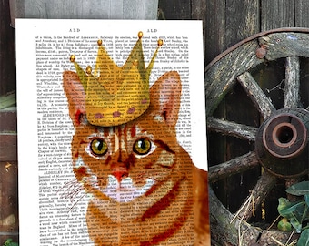 King of cats: ginger cat print cat poster, cat decor, cat illustration, cat picture, cat gift, cat lover, cat print cat art, wall art