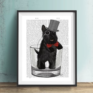 Scottish Terrier Print Scottie en vaso de whisky scottie regalo divertido cocina arte escocés regalo perro cocina decoración bar arte scottie perro regalo imagen 1