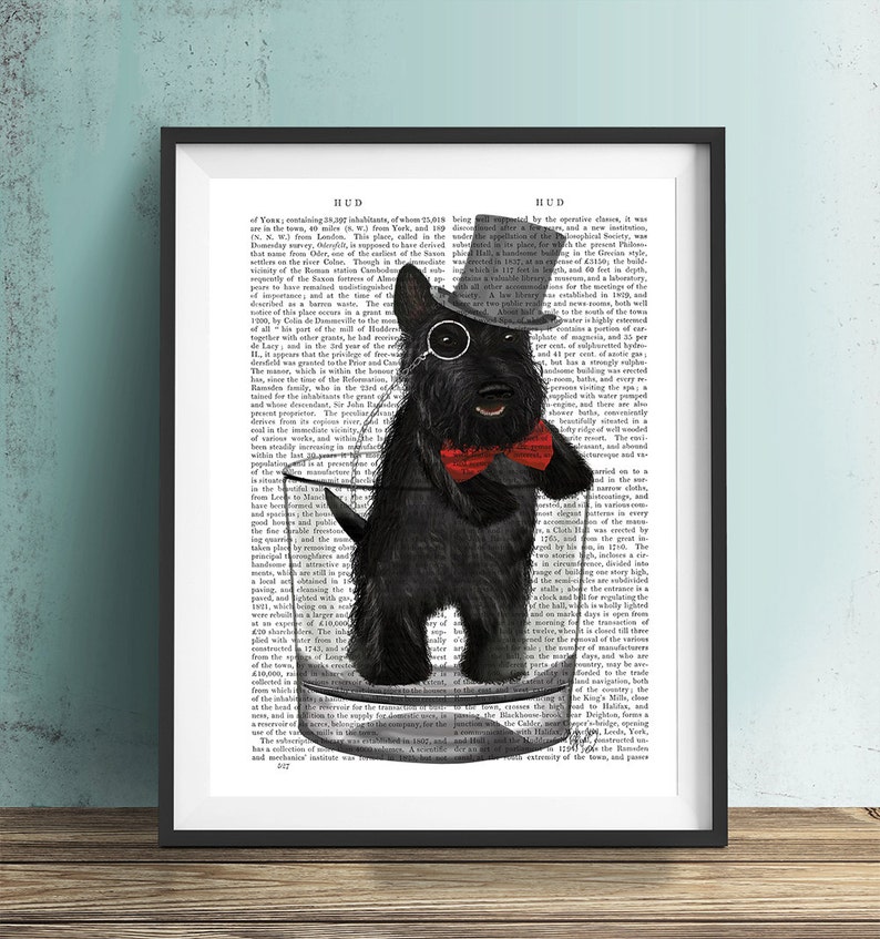 Scottish Terrier Print Scottie in Whisky glass scottie gift funny kitchen art scottish gift dog kitchen decor bar art scottie dog gift image 1