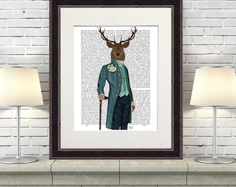 Flamboyant Deer Print Cabin décor Cabin print gift for hunter gift for book lovers funny animal gifts for men deer decor cool mens gift