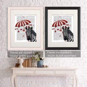 Zebra Print Umbrella Sideways Zebra art zebra wall art zebra painting Cute animal art for kids rooms circus art print circus wall décor image 3