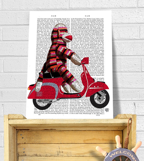 Sock Monkey on Moped Sock Monkey Wall Art Sock Monkey Wall Etsy