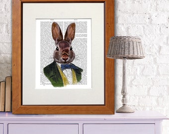 Hase Kinderzimmer Dekor - Grüne Jacke - Hase Hase Wandkunst Hase Poster Hase Kunstdruck Hase Kunstdruck Hase Dekor Hase Illustration