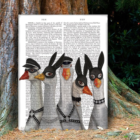 Fetish Gift Ideas Geese Guys Kinky Bedroom Decor Bondage Wall Art Bdsm Erotic Art Above Bed Painting Funny Gift For Him Farmyard Animal