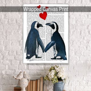 Penguins in love Penguin art print penguin gift for valentine gift for lovers romantic gift for girlfriend Valentines gift for her wife image 4