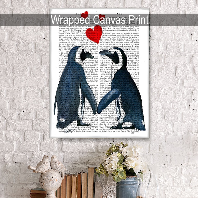 Penguins in love Penguin art print penguin gift for valentine gift for lovers romantic gift for girlfriend Valentines gift for her wife image 4