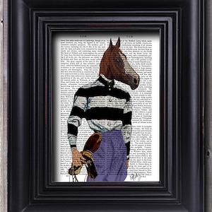 Portrait Horse Racing Jockey Original Illustration Giclee Print Digital Art Wall Art Wall Decor Horse Print Horse Painting Horse picture