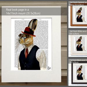 Hare print Hare In Waistcoat & Hat Steampunk animal hare art print rabbit print unusual wall art unique wall art nerdy artwork geek gift image 2