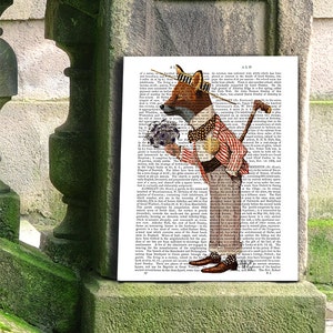 Fox in Boater - Fox Picture Fox Print Fox Art Regalo romántico Regalo de San Valentín para su regalo para los amantes arte de pared decoración de pared fox portrait nursery